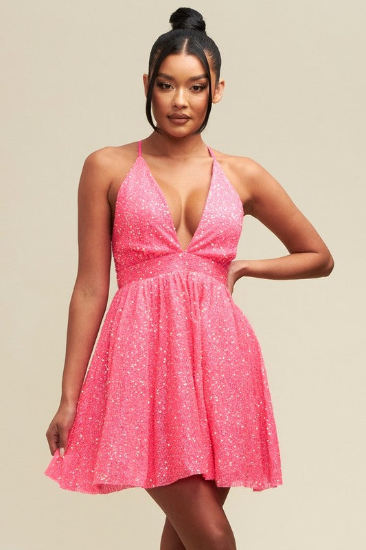 Neon Pink Bougie Barbie Glitter dress