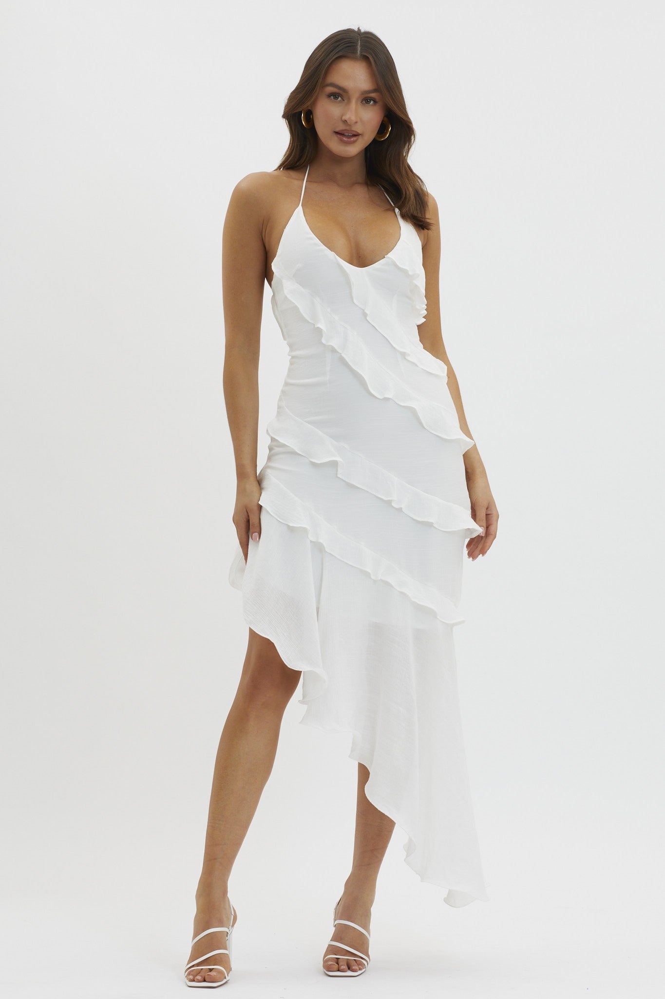 White Maria Maxi Ruffle dress