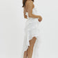 White Asymmetrical Maxi Ruffle dress