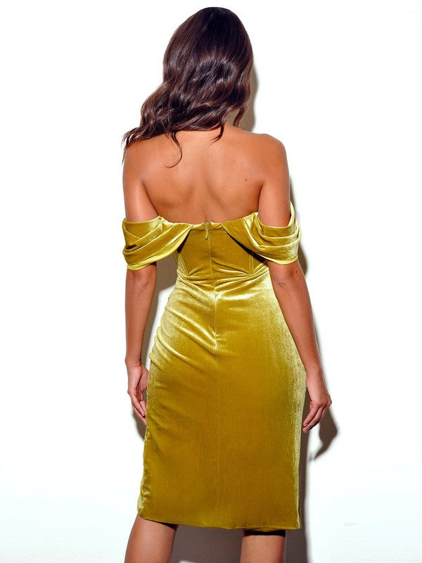 Belle Gold Velvet Corset Dress