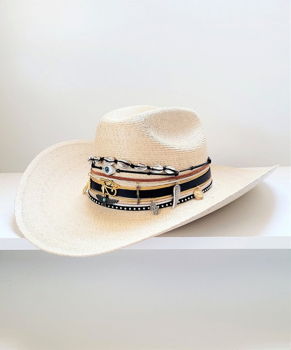 Evil Eye Straw Cowboy hat