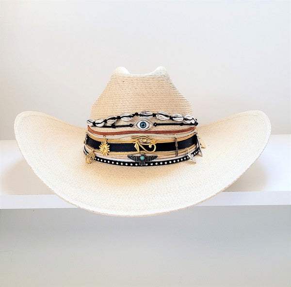 Evil Eye Straw Cowboy hat