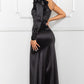 Rose in Dozen Satin Black Long Gown