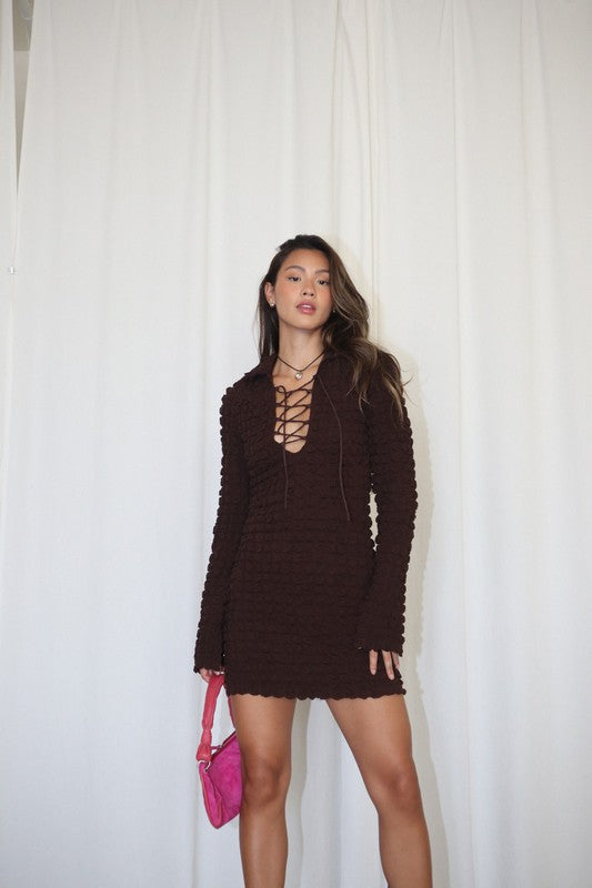 Bubble Lace Knit Mini dress