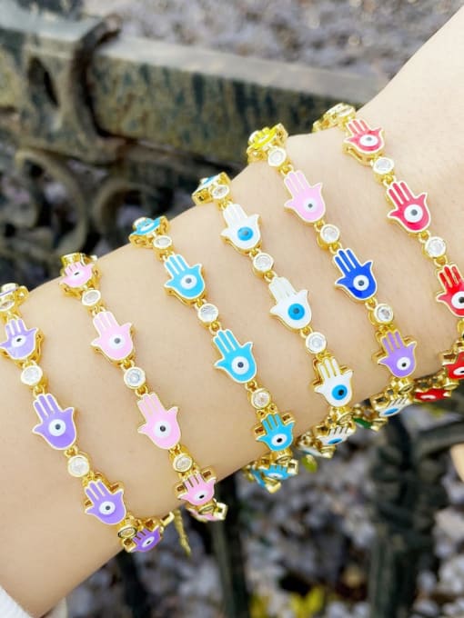 Pink Evil Eye hand bracelet