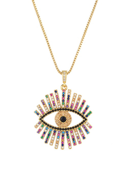 18K Gold Cubic Zirconia Fashion Evil Eye Necklace