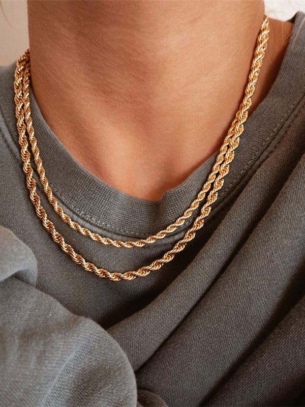 18k gold 4mm Rope chain necklace