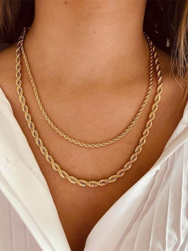 18k gold 4mm Rope chain necklace