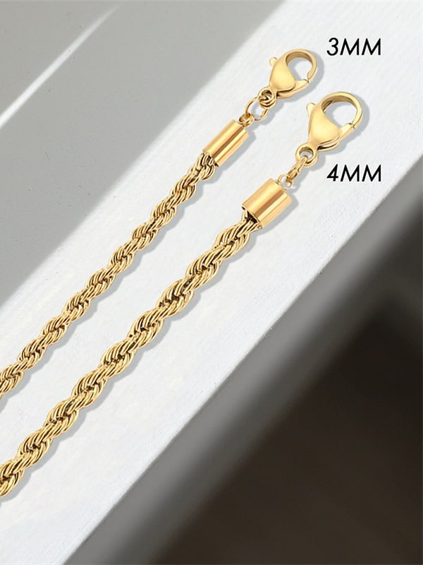 18k gold 4mm Rope chain necklace