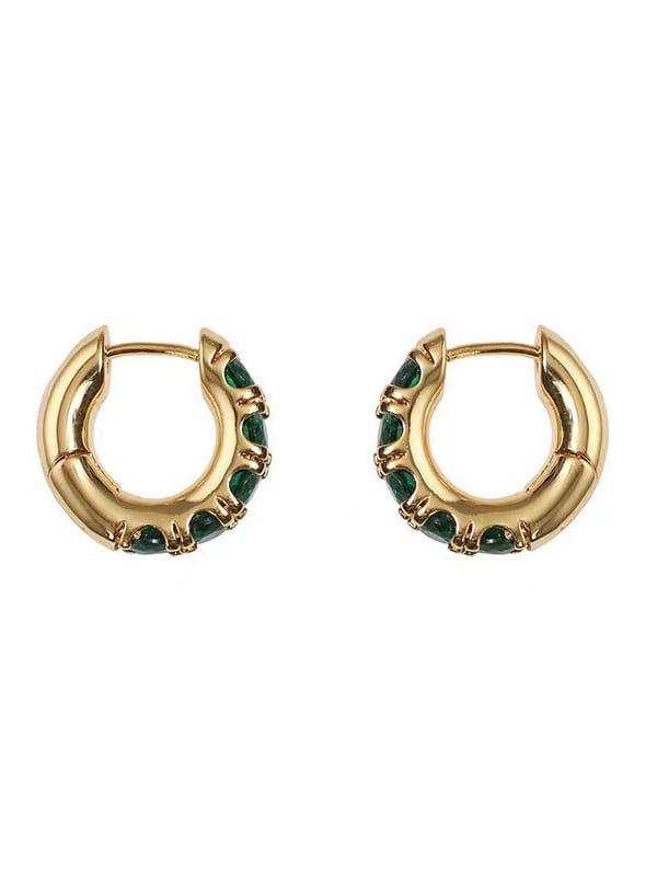 18k gold platted Green Huggie Earring