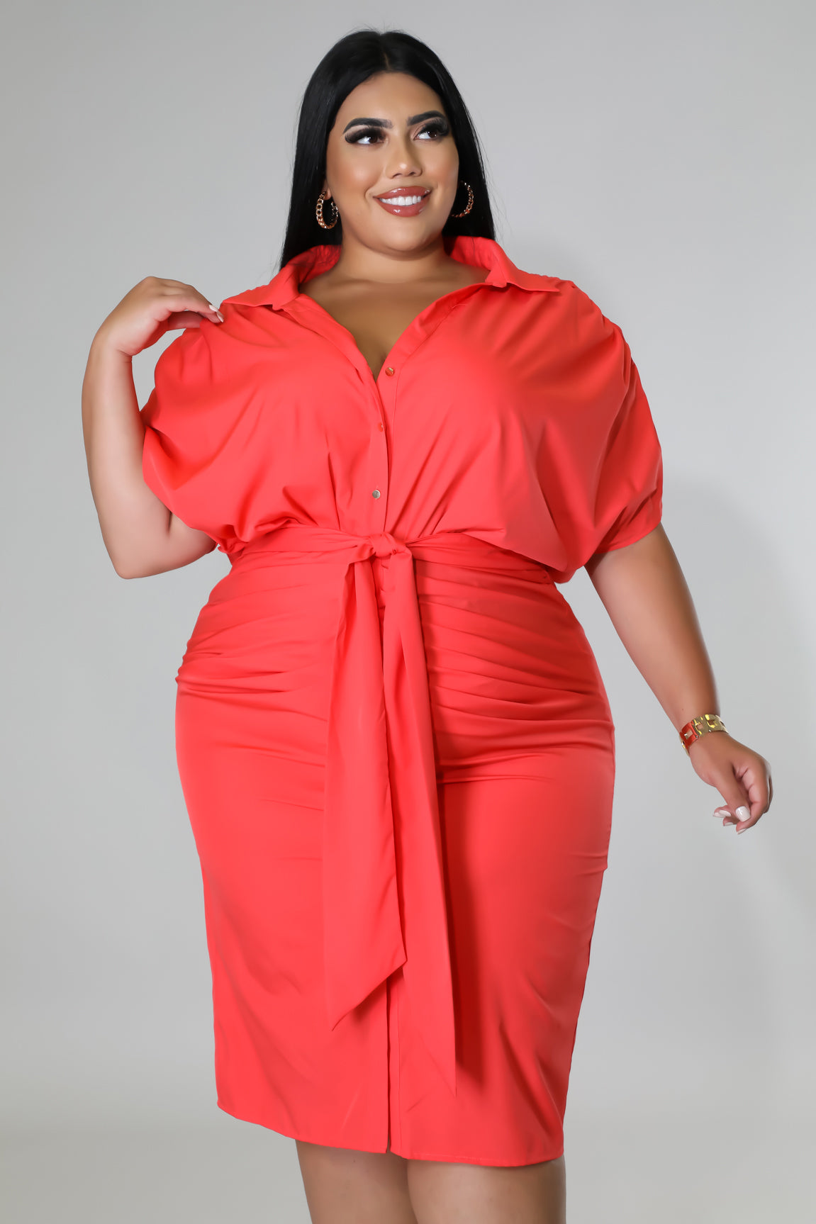 Curvy Coral Glamorous Babe Dress