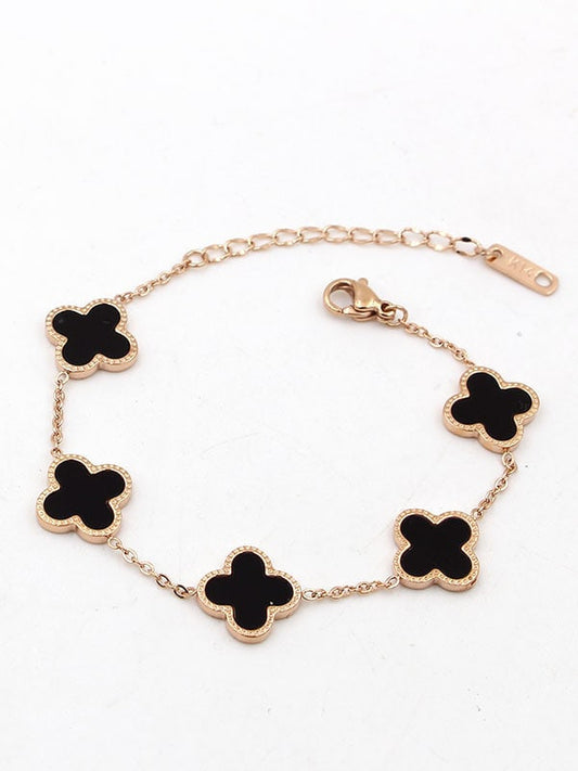 14k Gold plated leaves clover bracelet