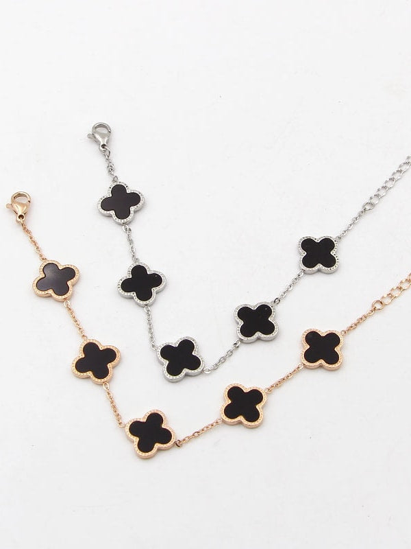 14k Gold plated leaves clover bracelet