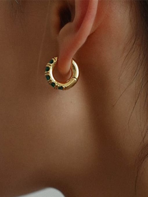 18k gold platted Green Huggie Earring