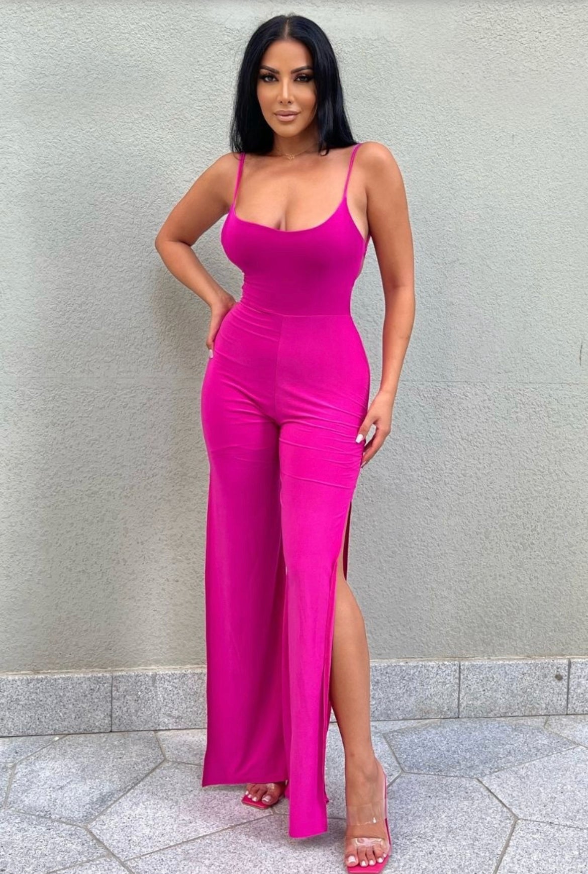 Flora hot pink jumpsuit slinky