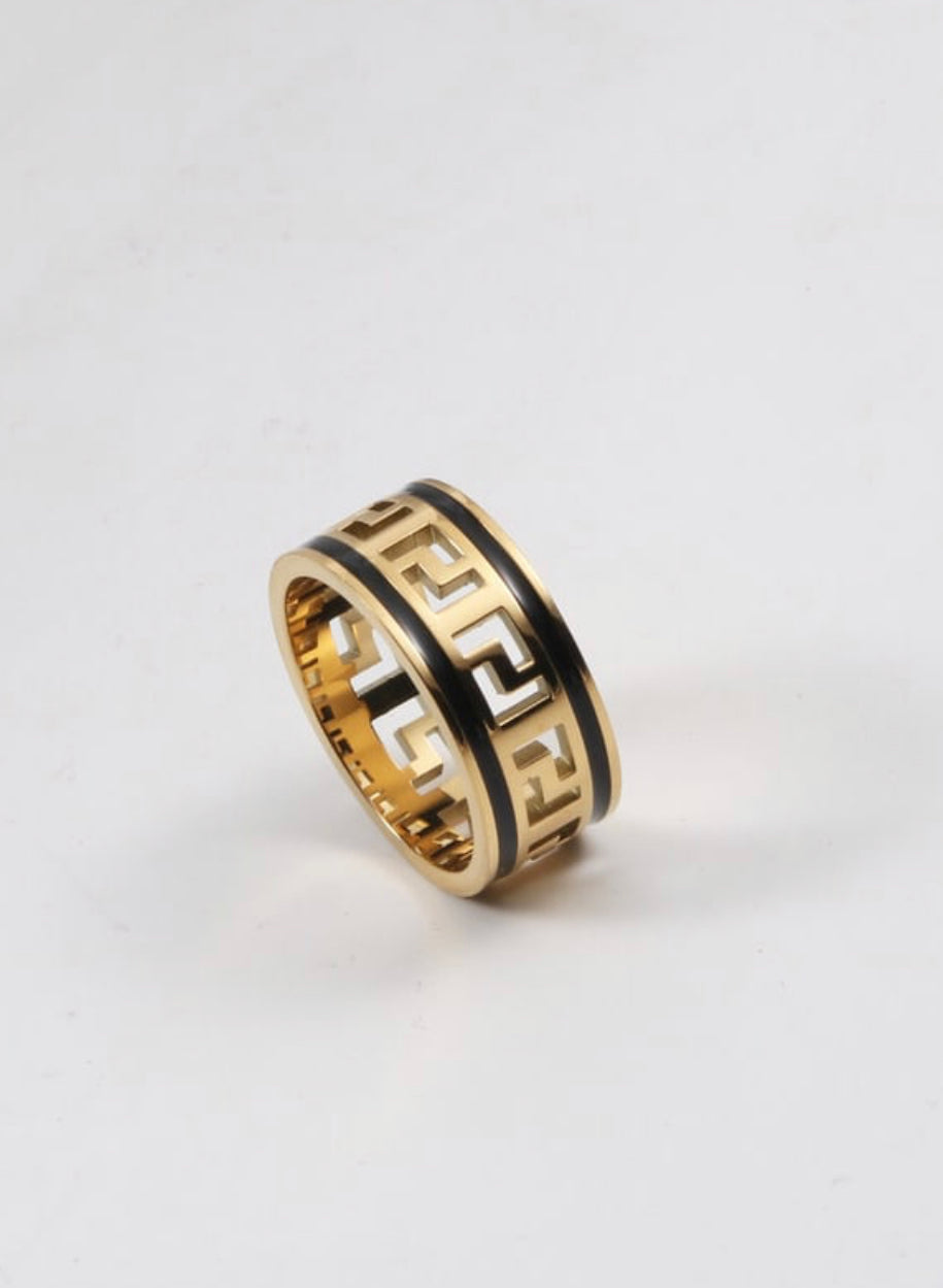 18k gold plated geometric hip hop ring