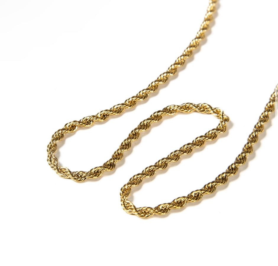 18k gold 4mm Rope chain necklace