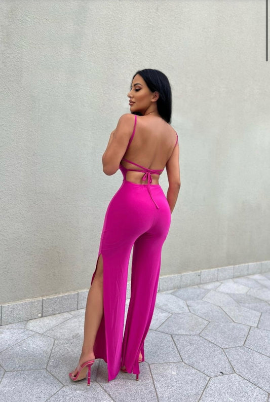 Flora hot pink jumpsuit slinky