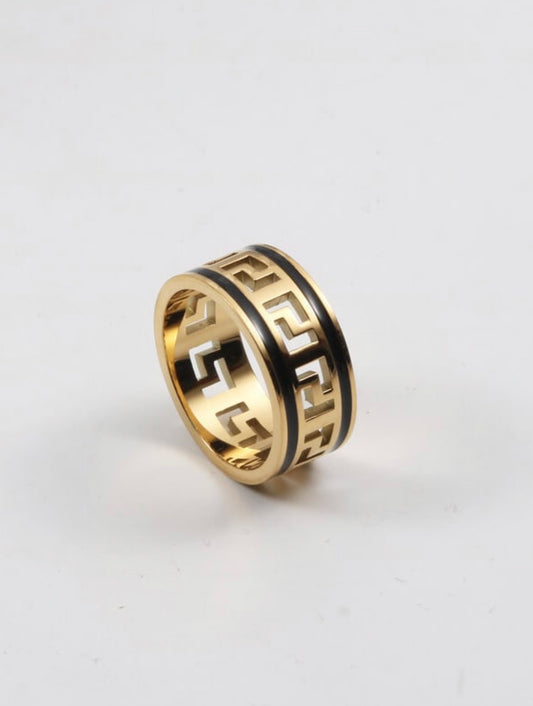 18k gold plated geometric hip hop ring