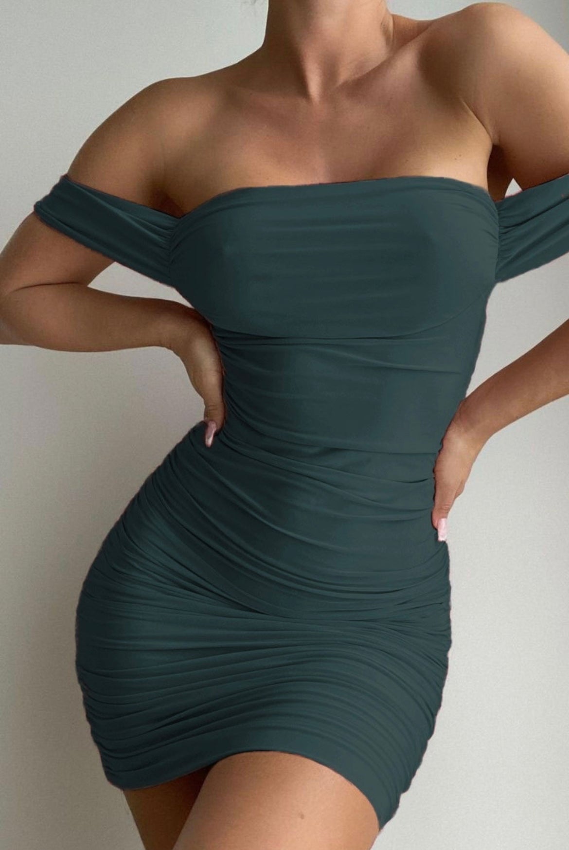 Slinky Draped Sleeve party night Mini dress