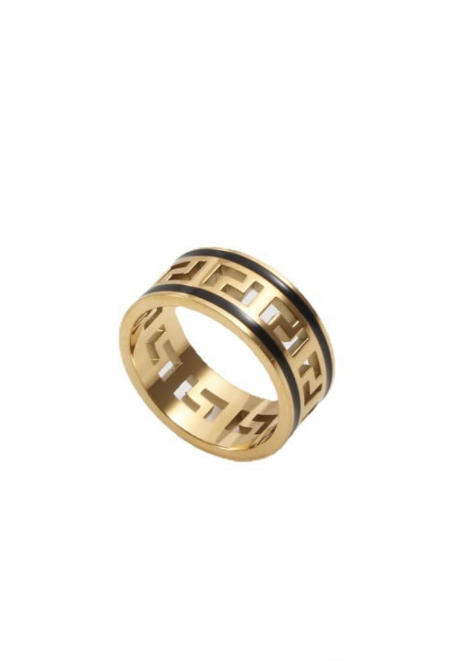 18k gold plated geometric hip hop ring