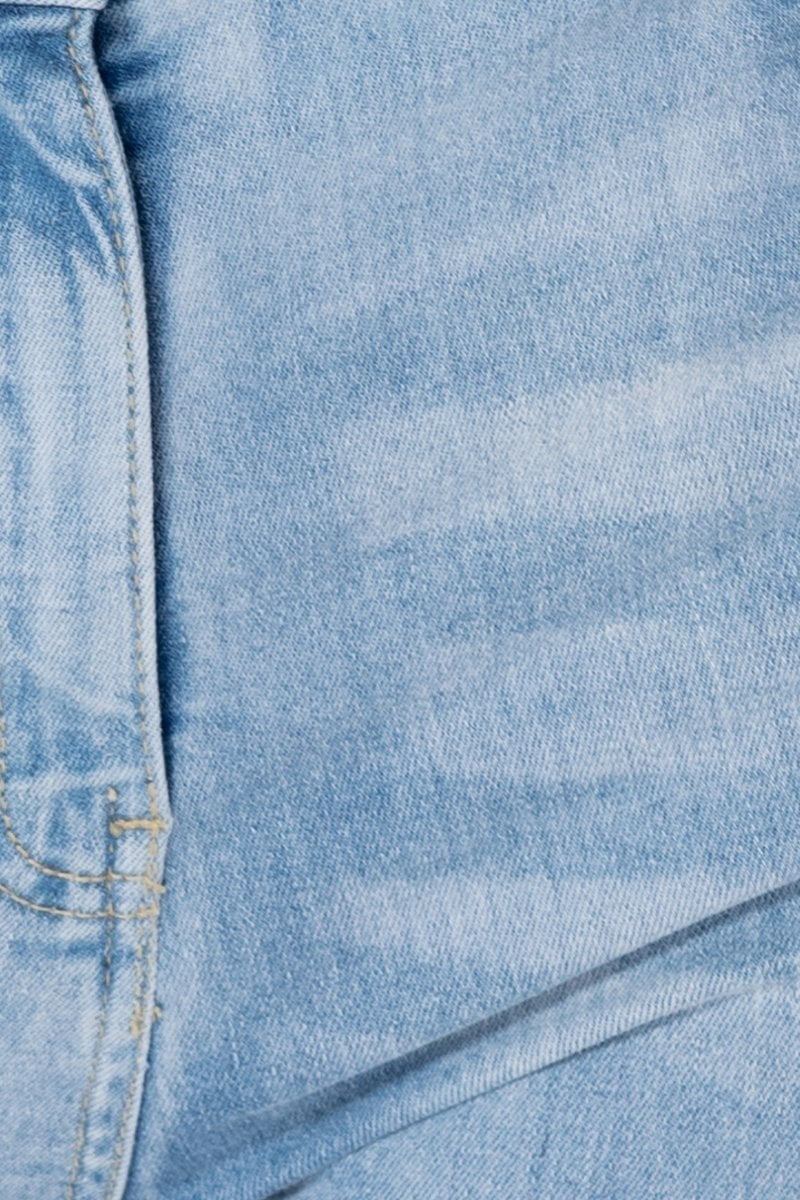 Light Blue Side Slit Detail High Waist Flared Jeans