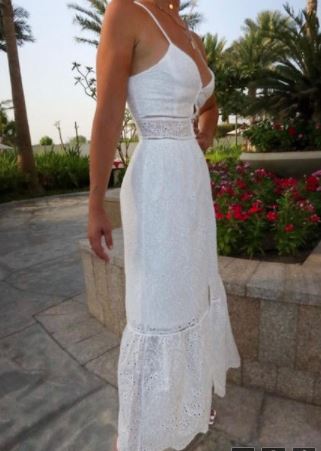 White Broodier tiered Hem Maxi Dress