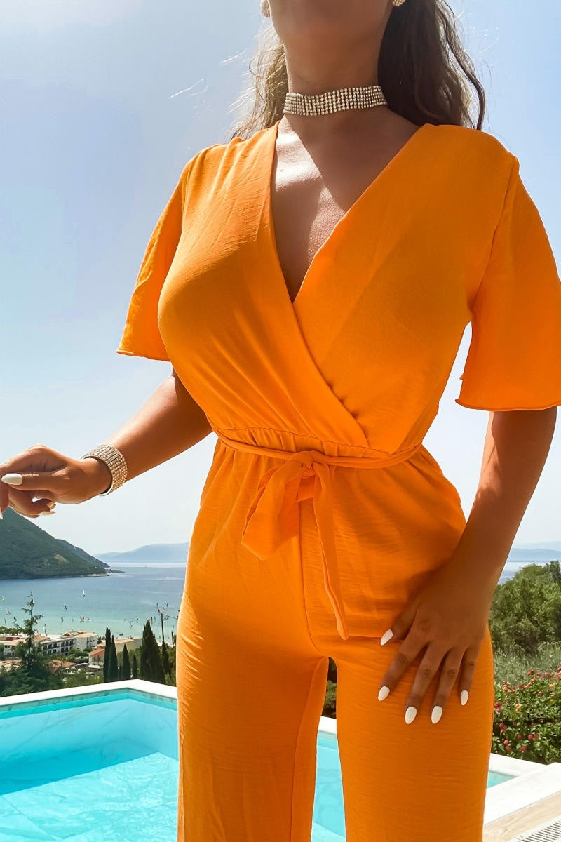 Orange Ray Wide Leg Jumpsuit