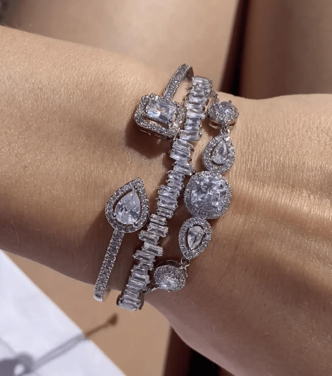Rhianna Emerald cut cuff bracelet bangle