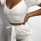 2 piece white set with shorts